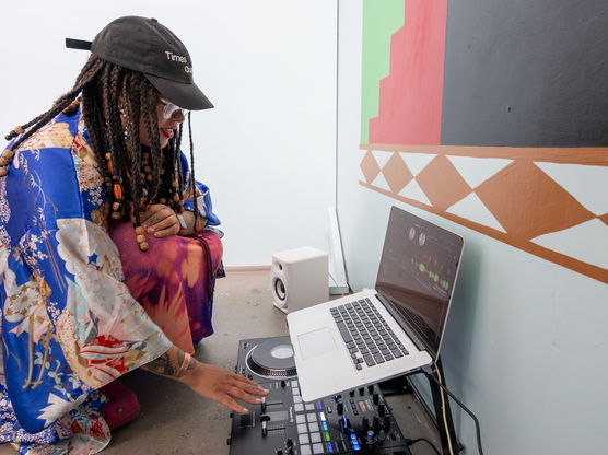 A person working on a computer. 