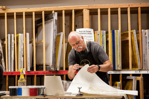 James Reid in PNCA's printmaking studio.