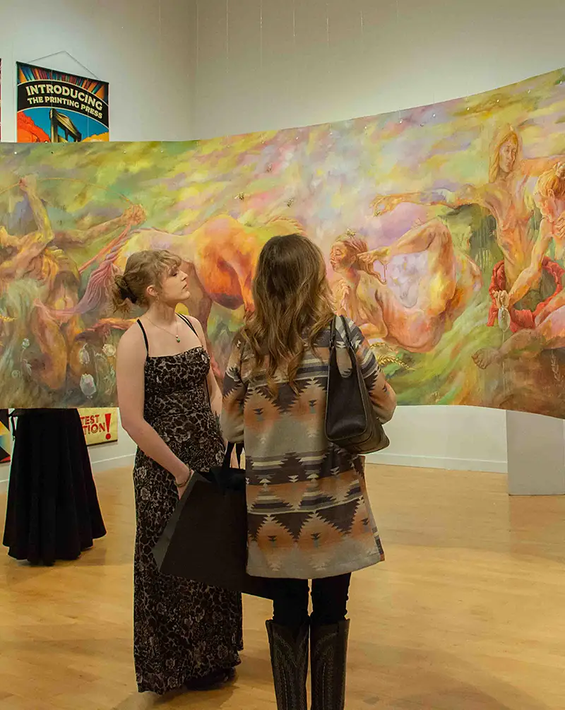 People viewing an art installation at PNCA