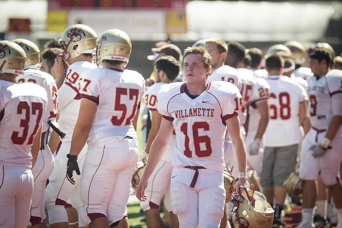 Connor Mertens '15 on the Willamette football field