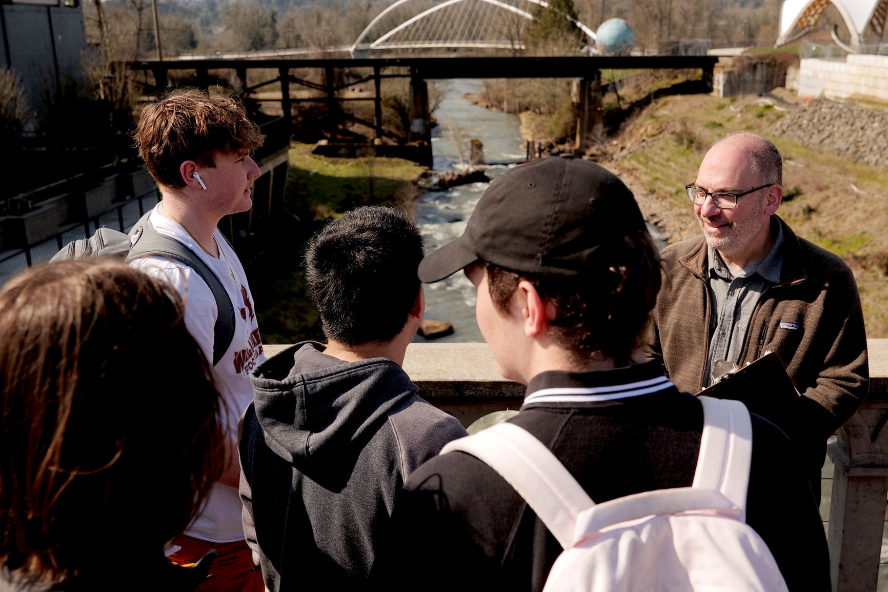 Professor Scott Pike's class working in the field in Salem, Oregon. 