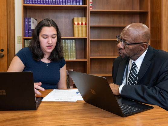 A student interning at the Capitol. 