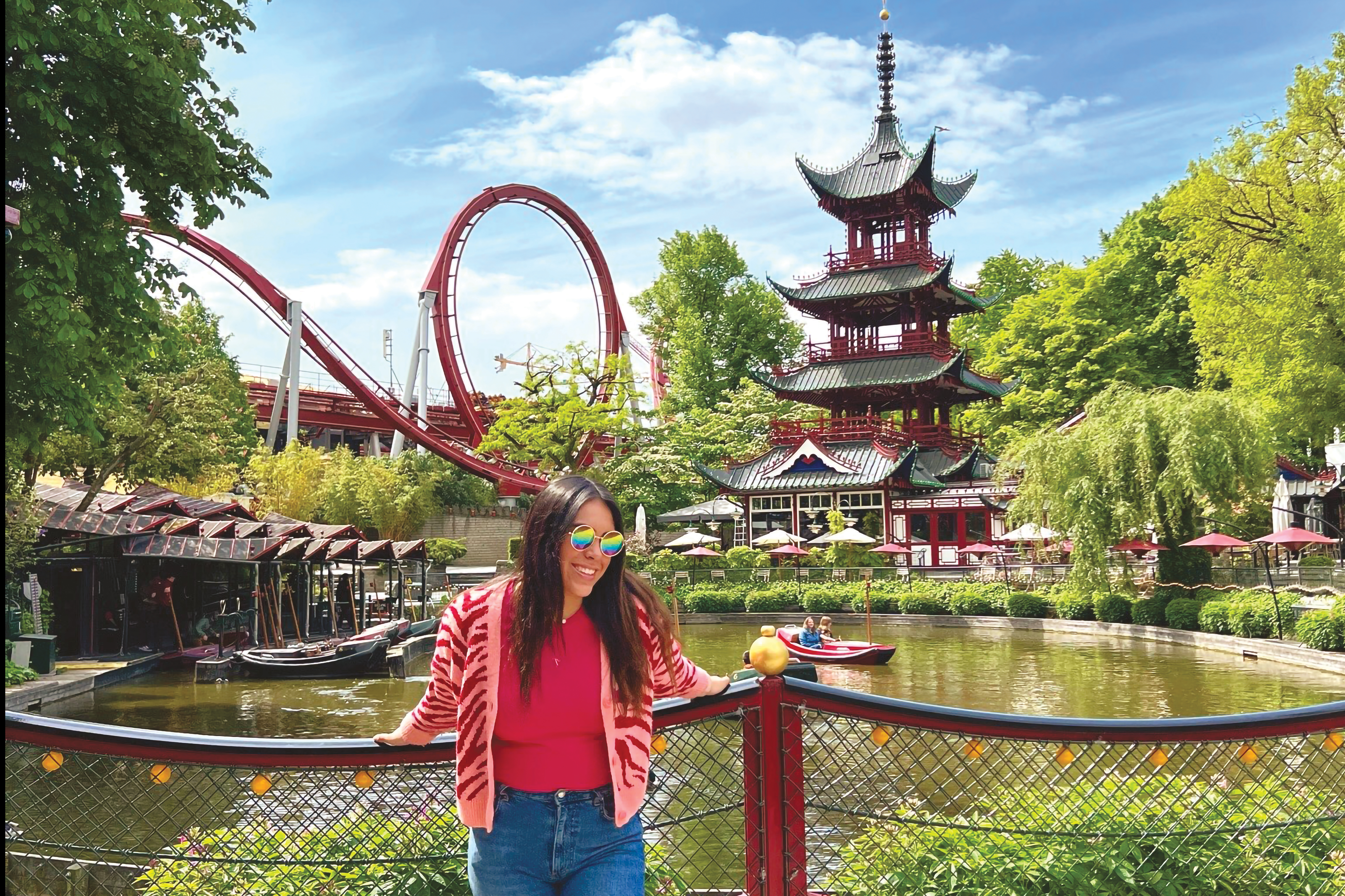 A student studies abroad in Japan. 