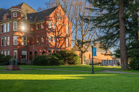 A brick building on the Willamette Campus