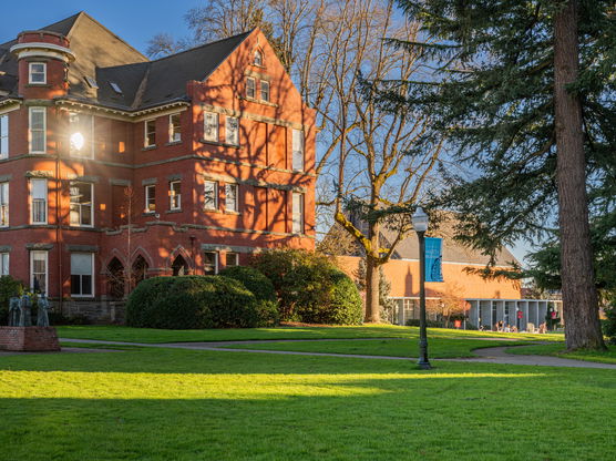 A brick building on the Willamette Campus