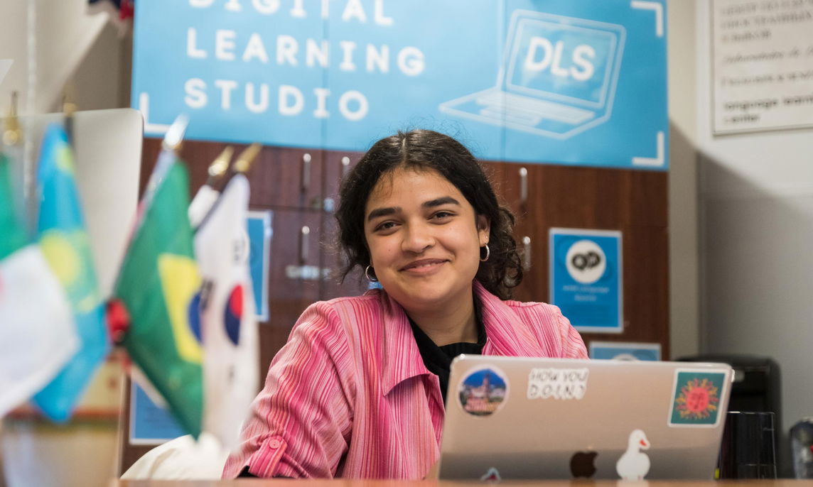 Student working at the Digital Learning Studio