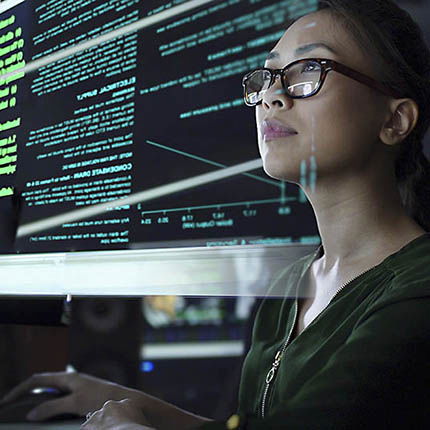 Student at science computer