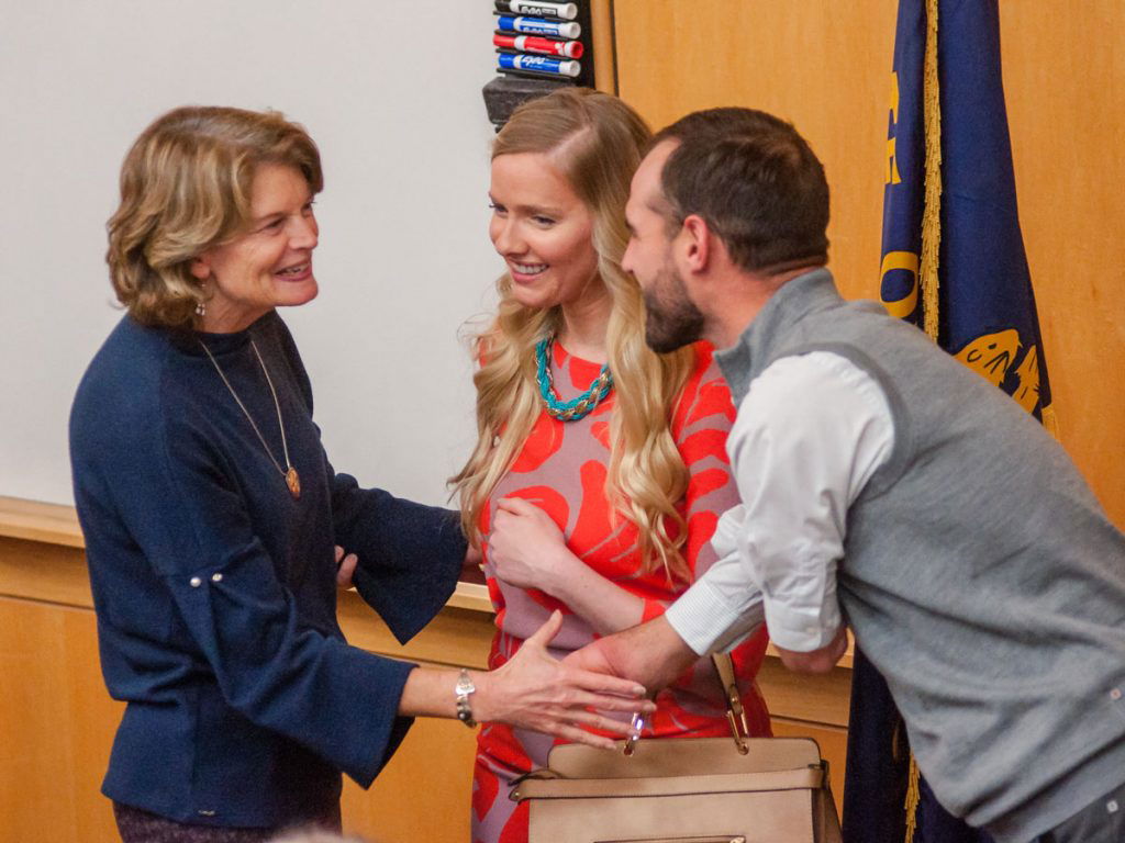 Lisa Murkowski greeting folks at a Willamette Law event