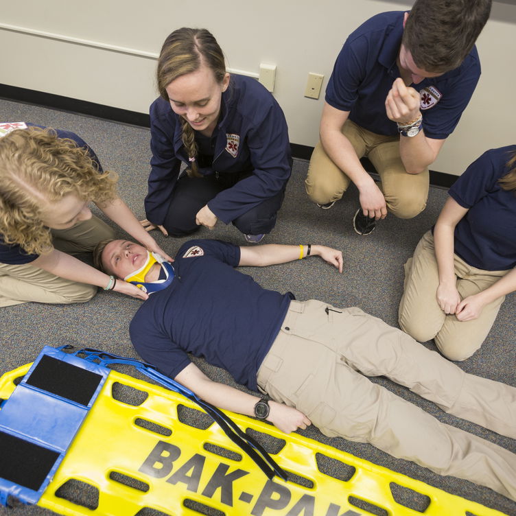 Students from WEMS practicing medical services. 