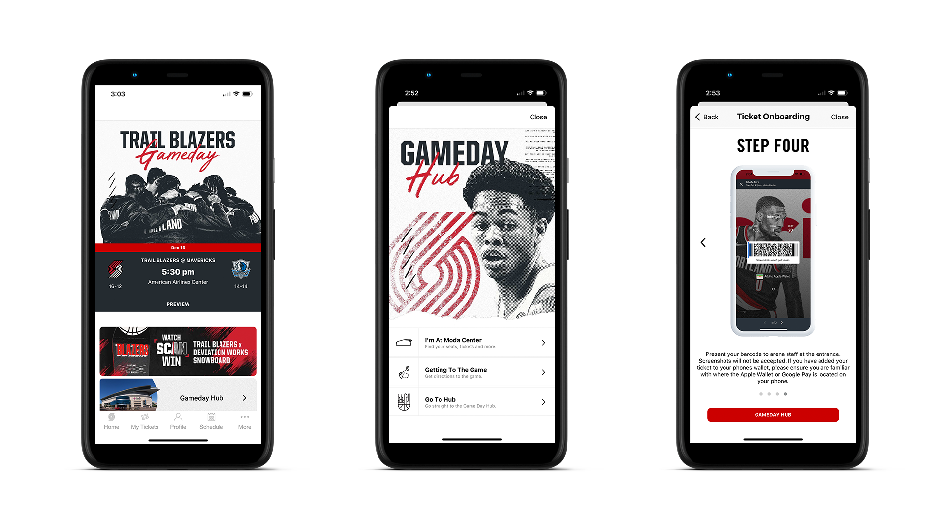 App design by Nathan Galvan, as part of a design internship with the Portland Trailblazers.