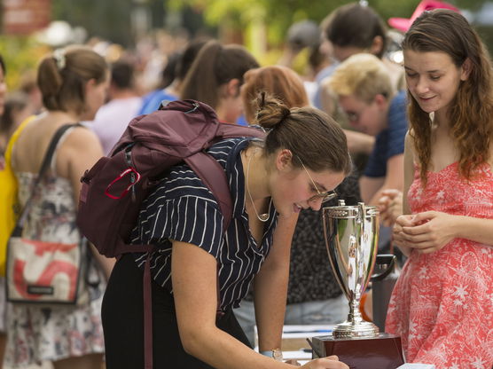 Students at an activity fair