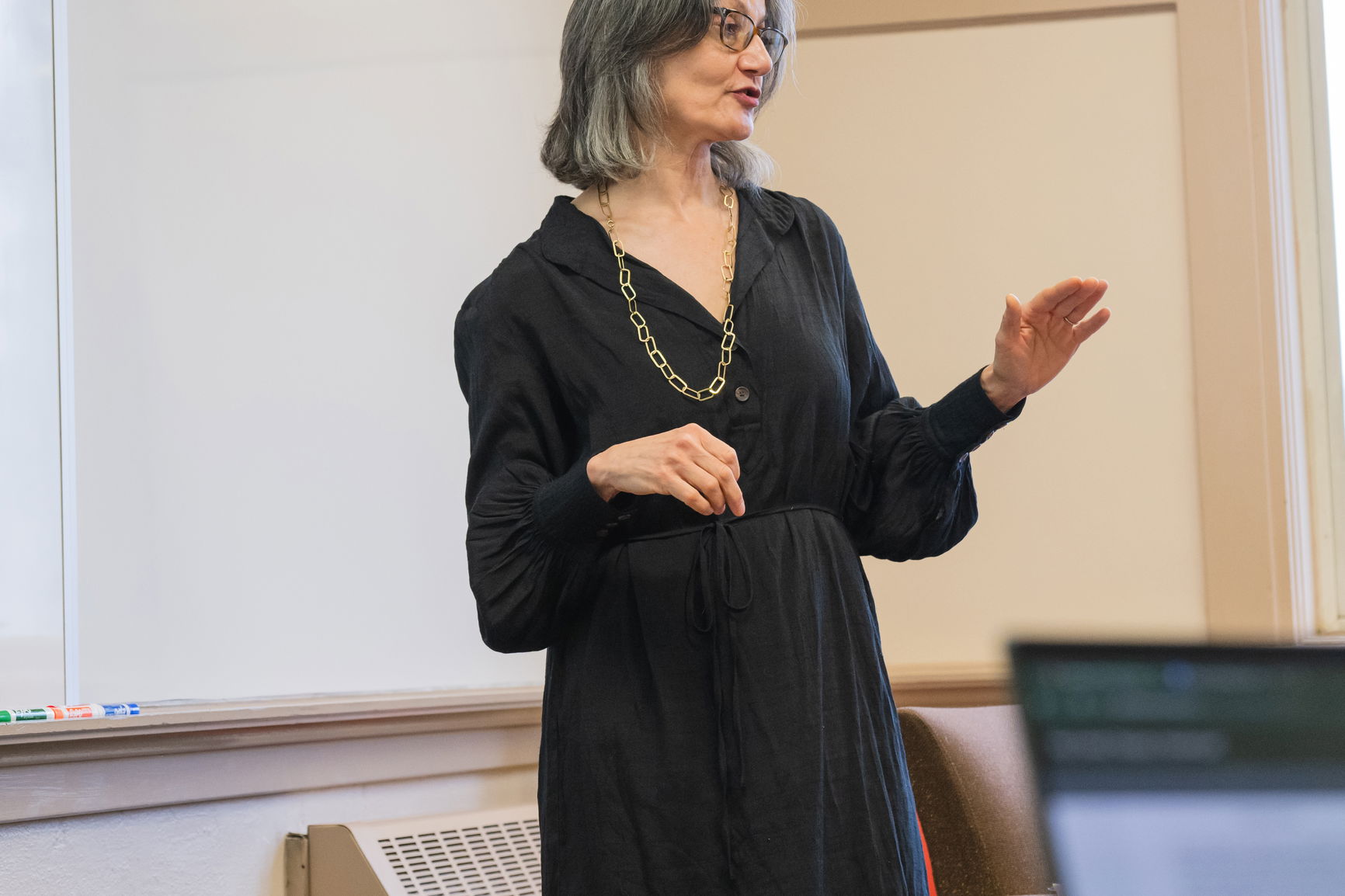 Professor Mary Bachvarova leading a class.