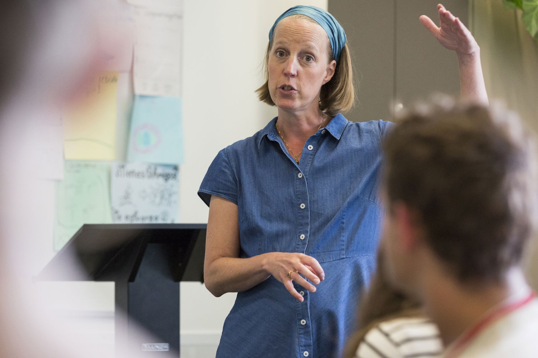 Professor Sarah Bishop teaching a class. 